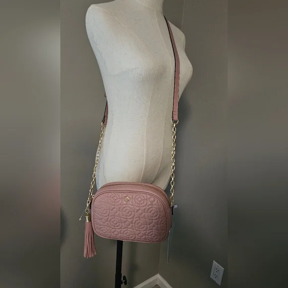 NWT Antonio Melani Larisa Camera Leather Crossbody: Rosette Floral Stitching - Picture 11 of 13